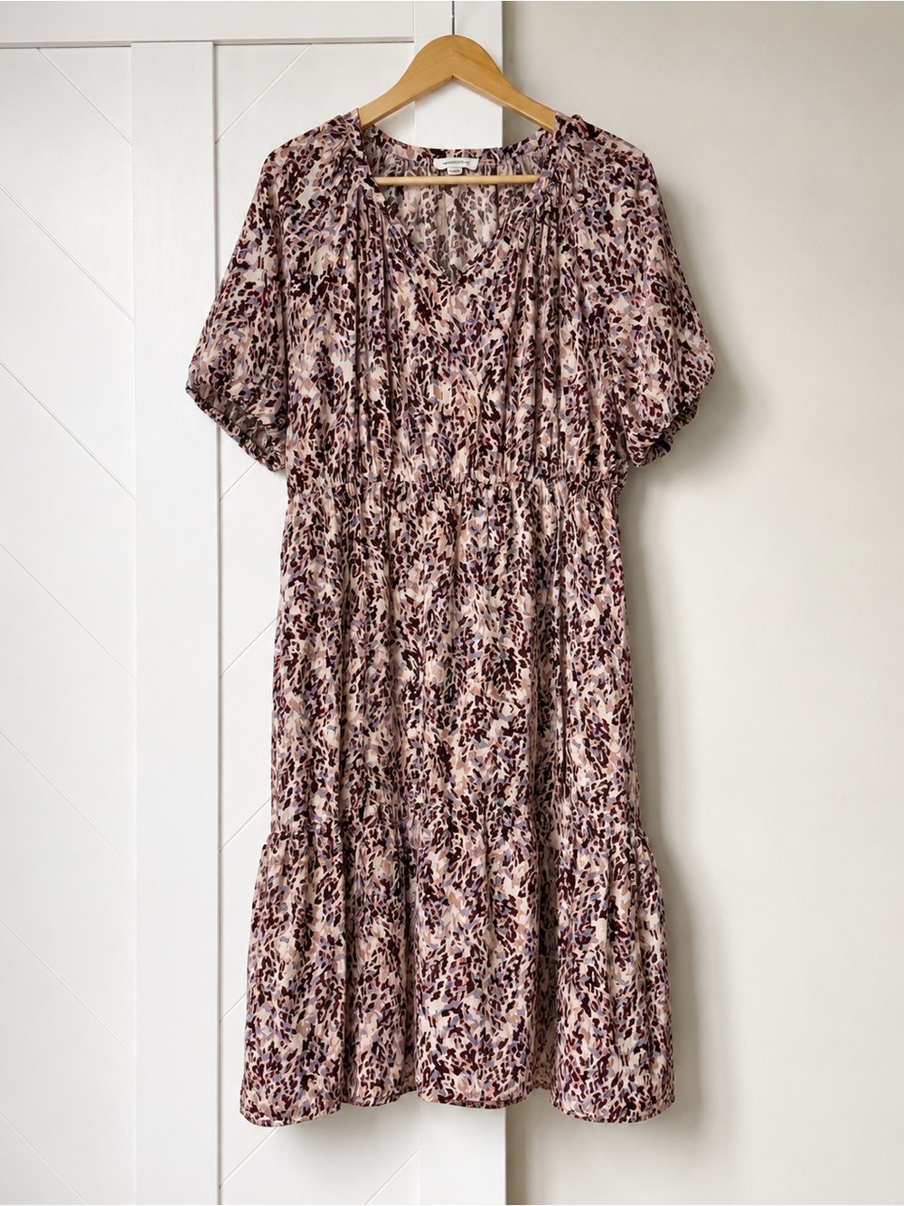 Beach Lunch Lounge Floral Tiered Midi Dress Size L